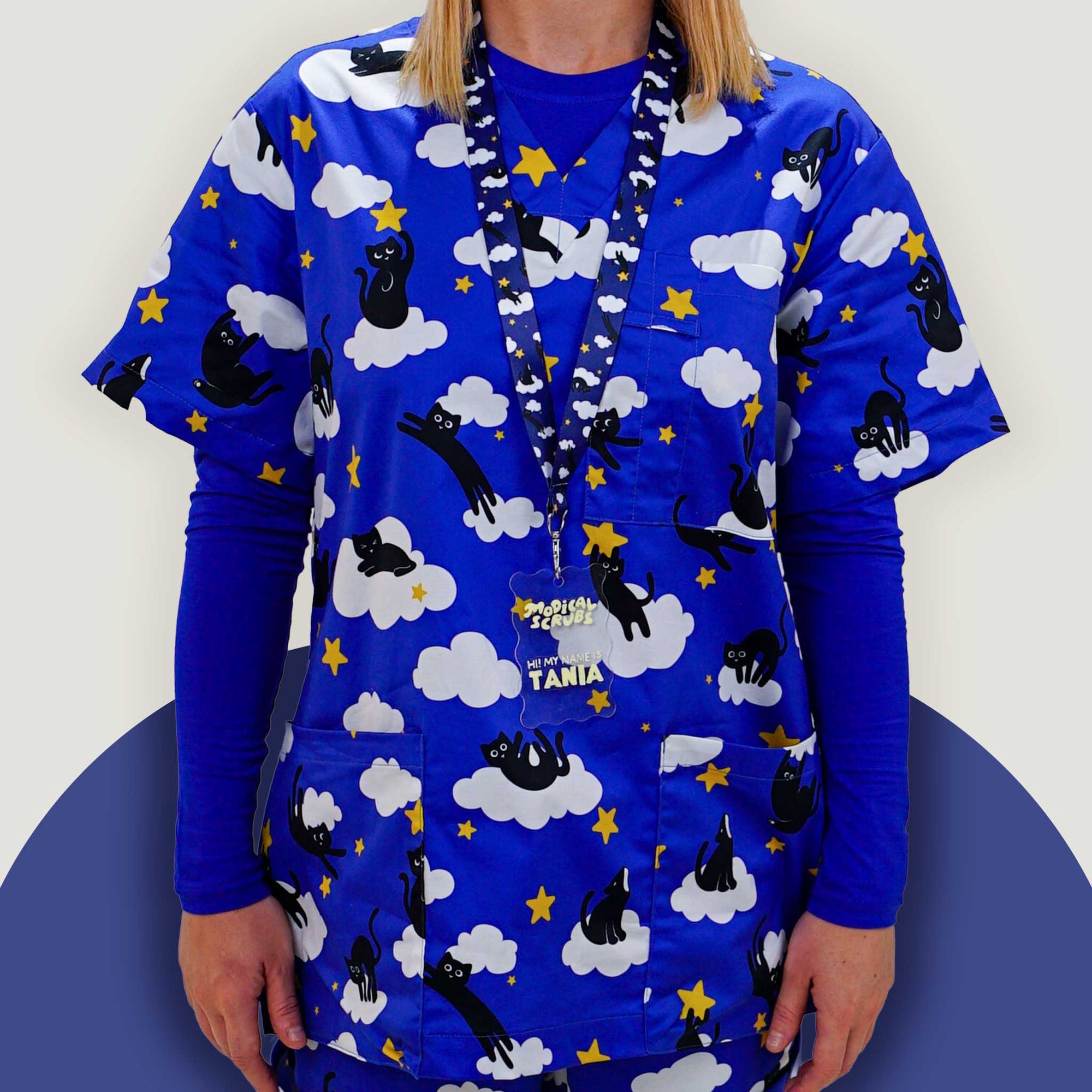 Cosmic Kitties Repeat Scrub Top