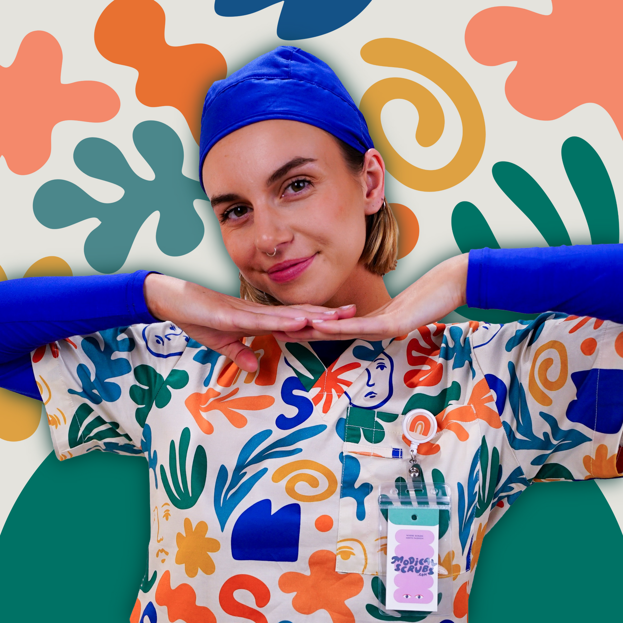 Face the Shapes Repeat Scrub Top