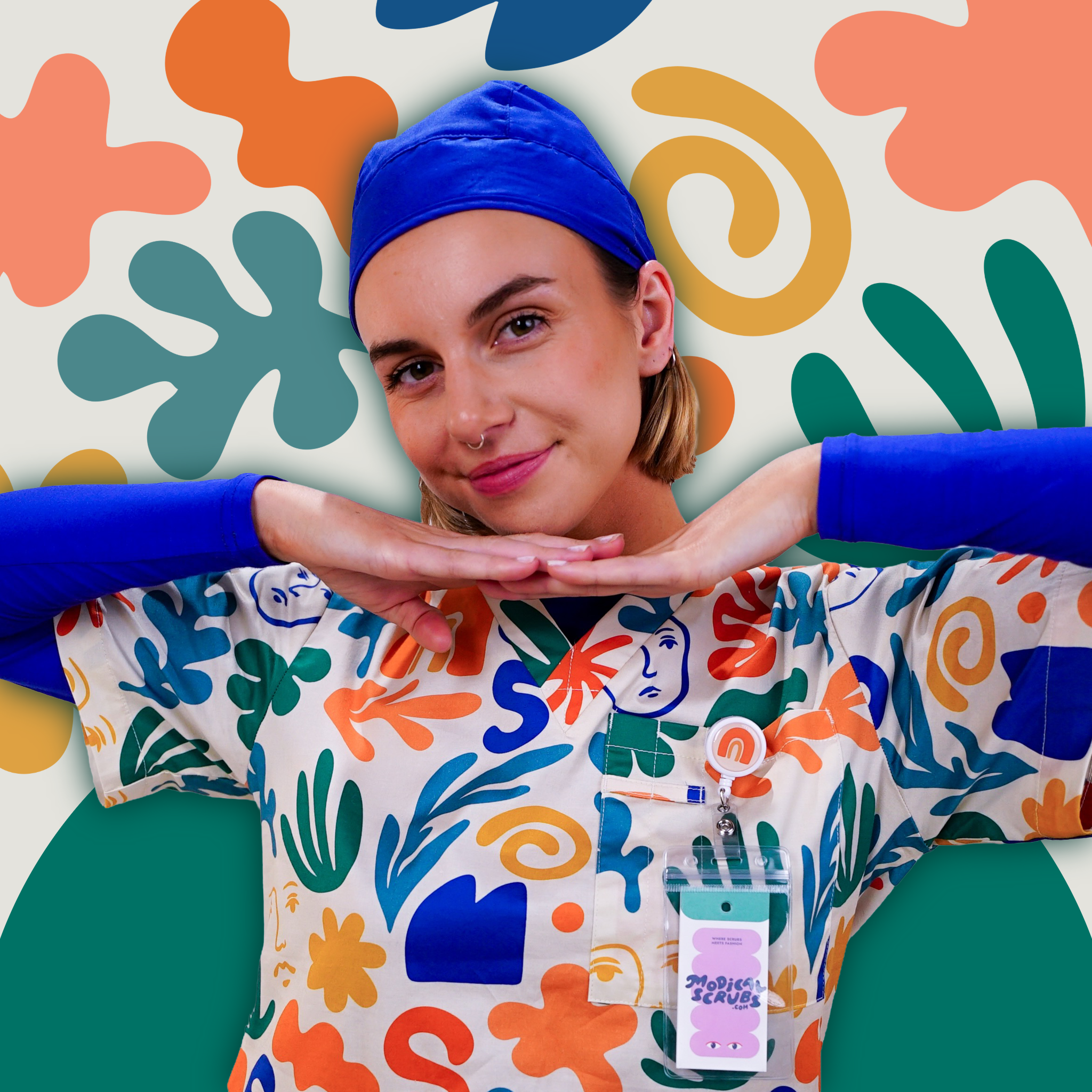 Face the Shapes Repeat Scrub Top