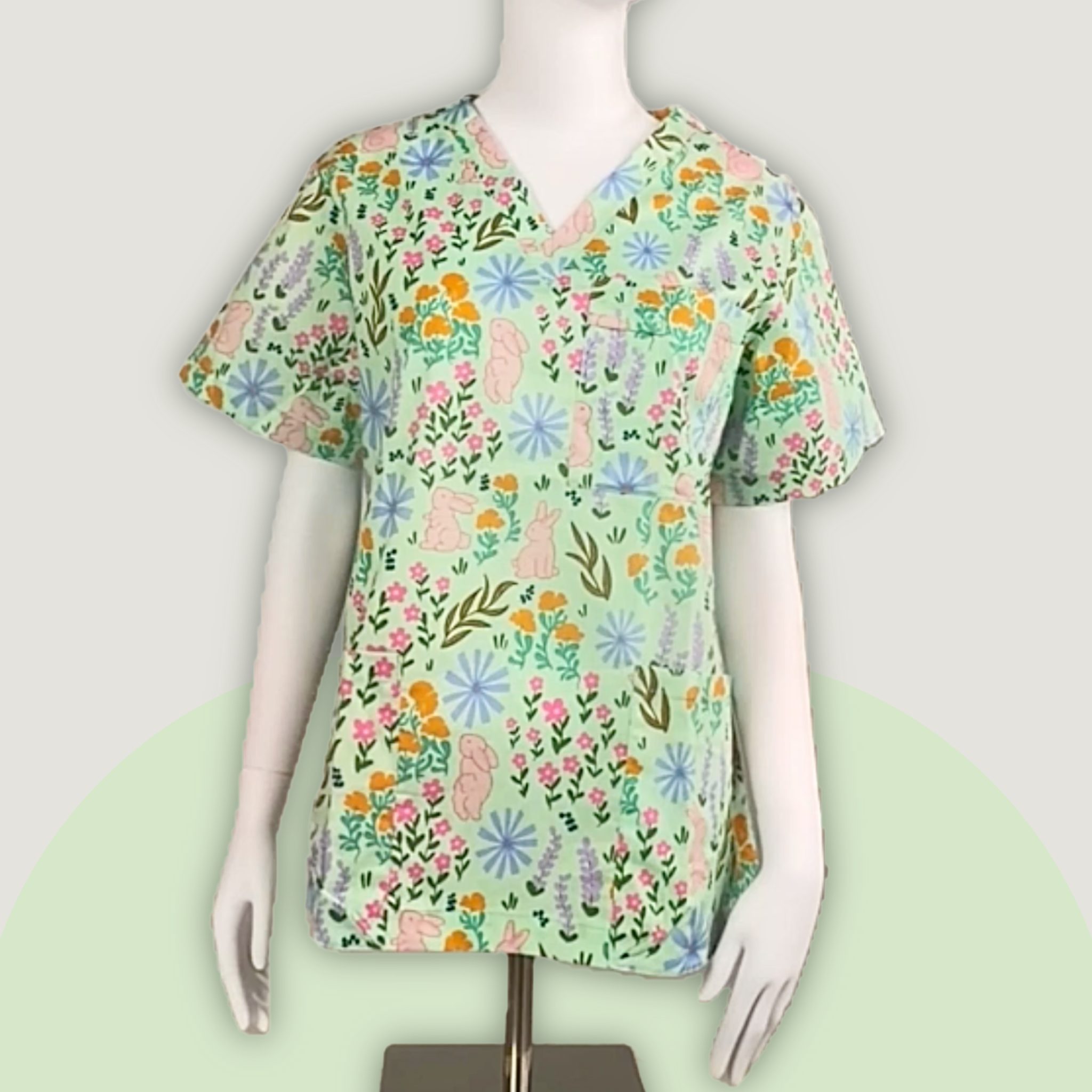 Bunny Blossom Repeat Scrub Top