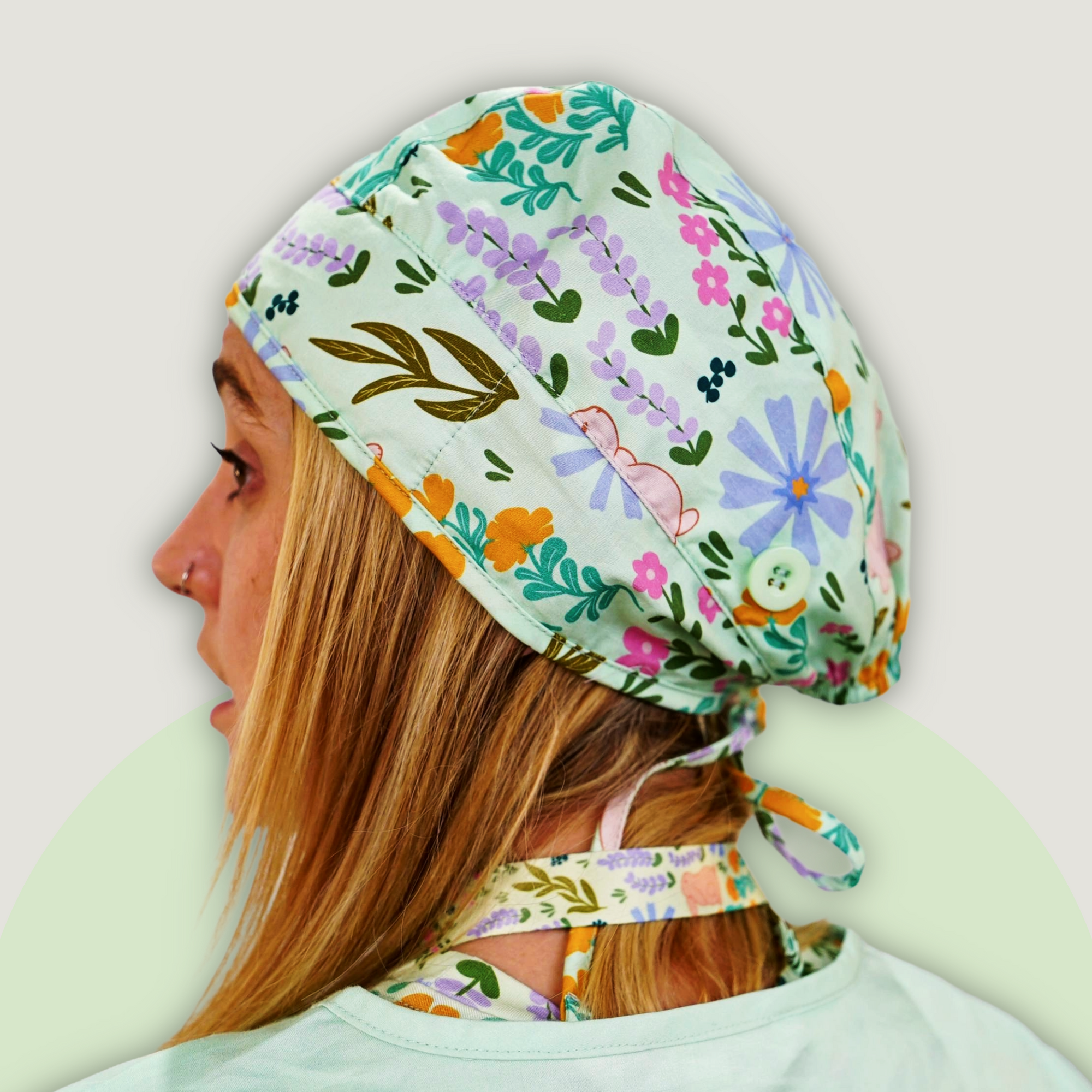 Bunny Blossom Scrub Cap