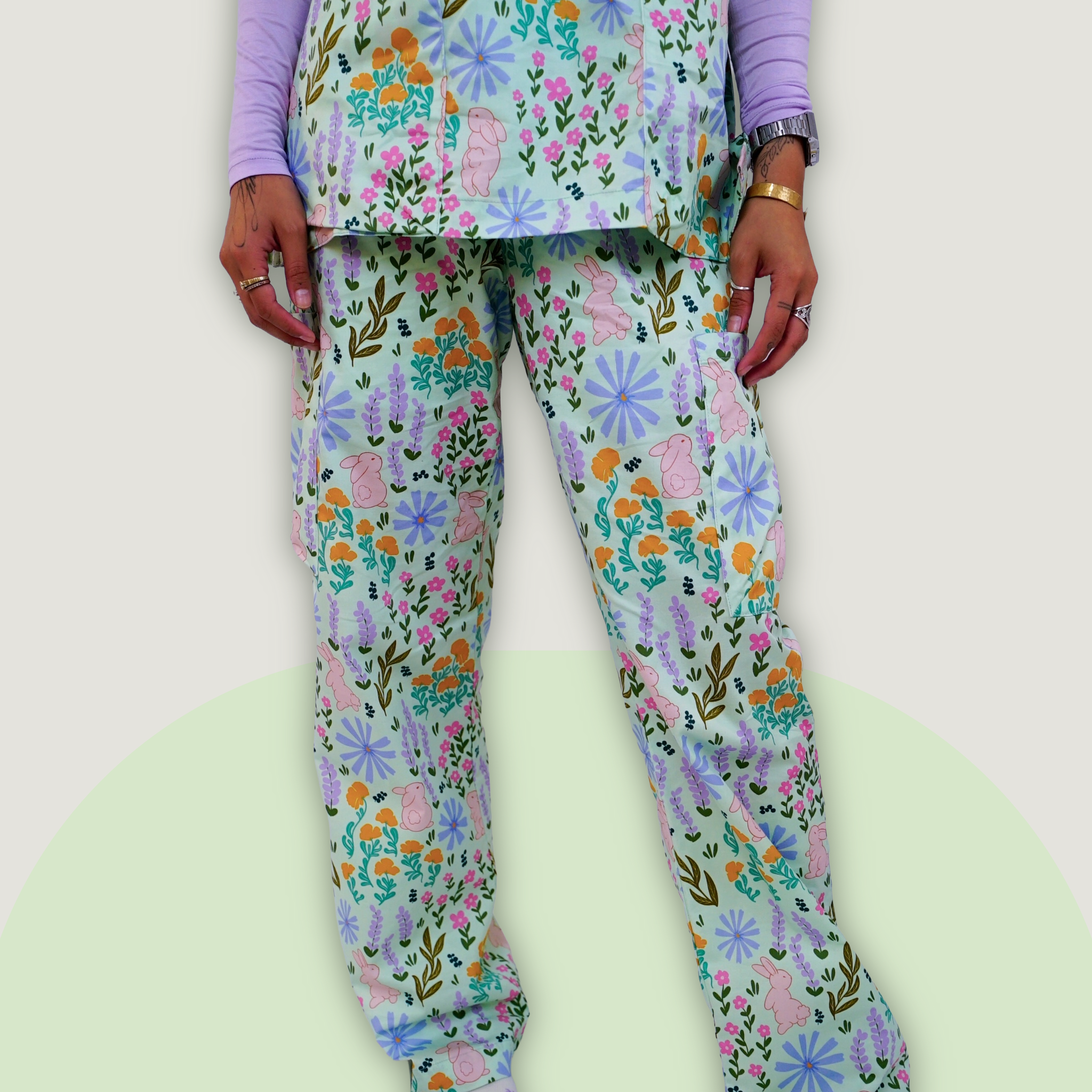 Bunny Blossom Repeat Scrub Pant