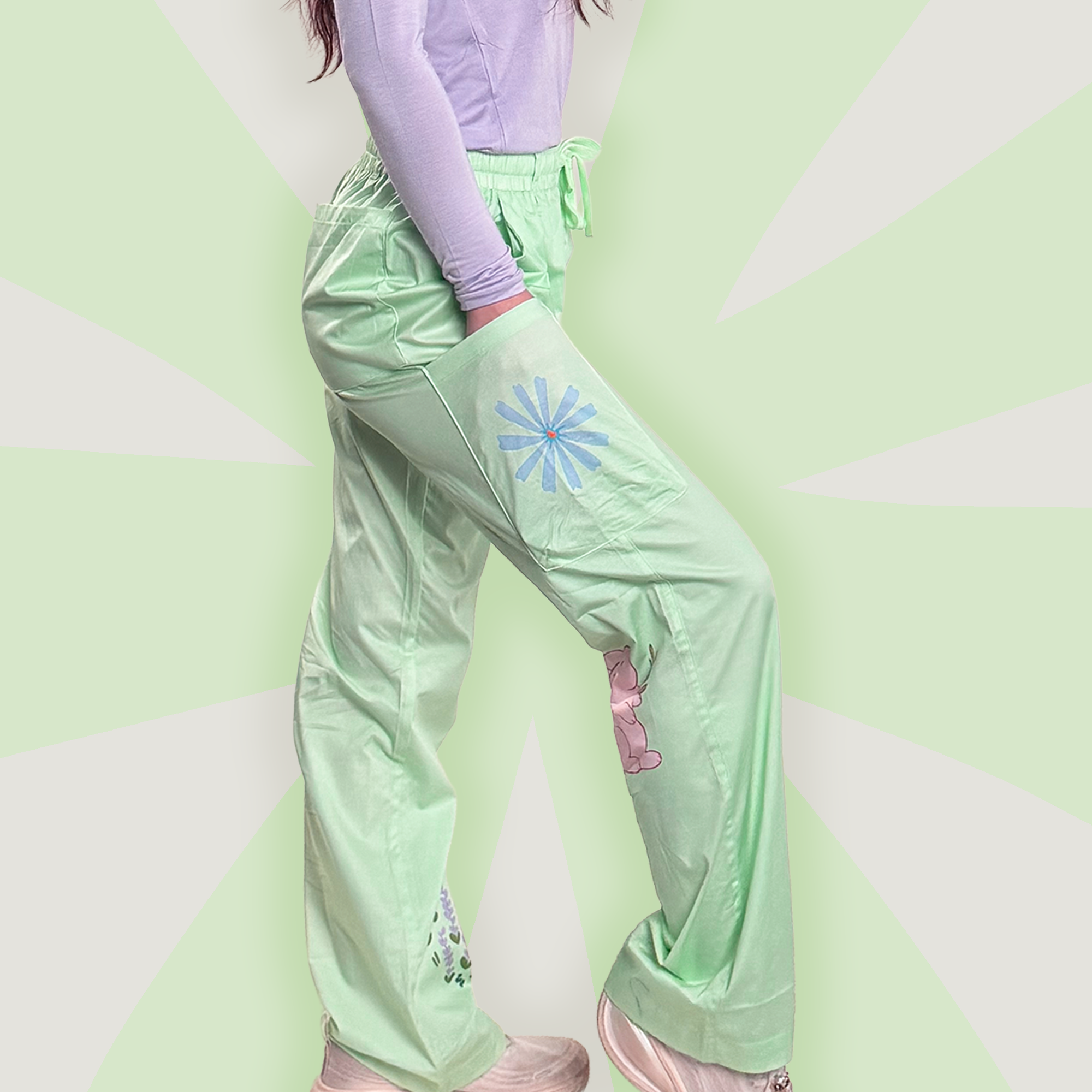 Bunny Blossom Placement Scrub Pant
