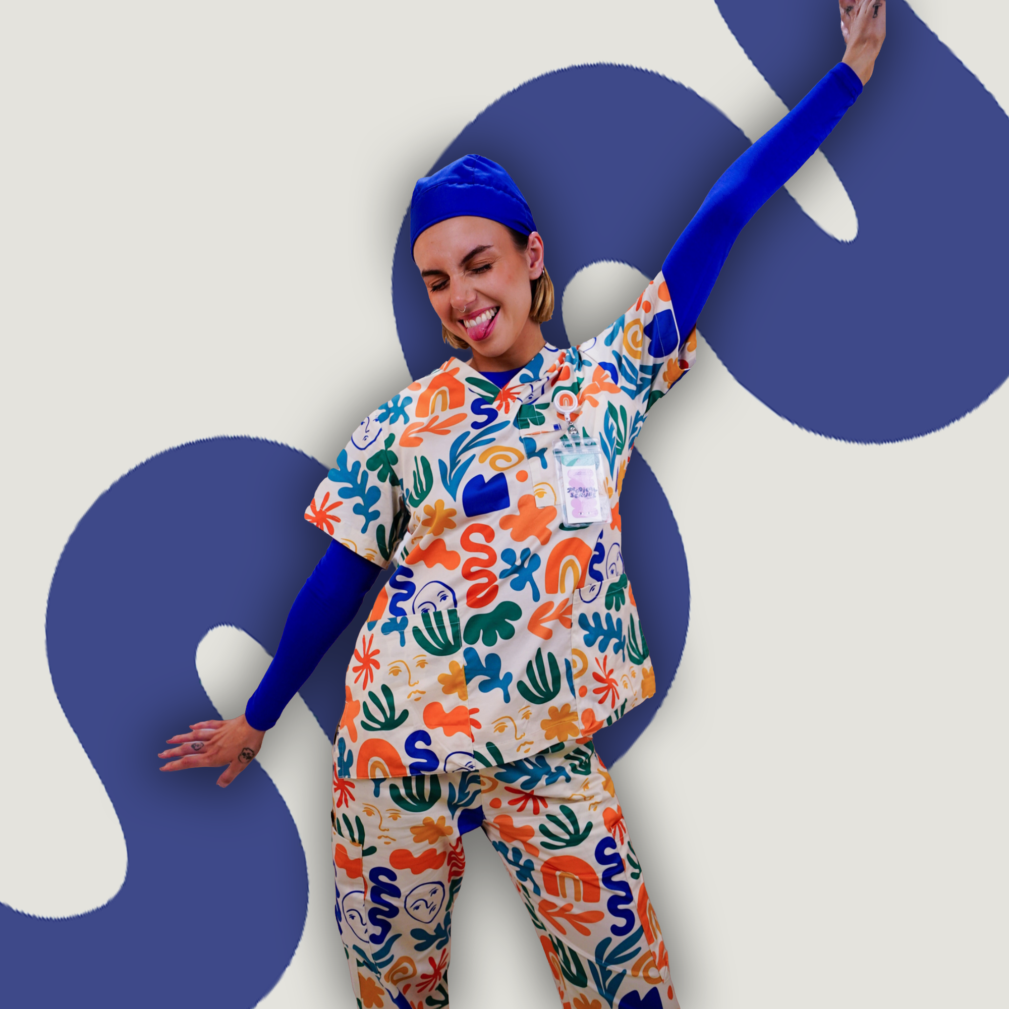 Face the Shapes Repeat Scrub Top
