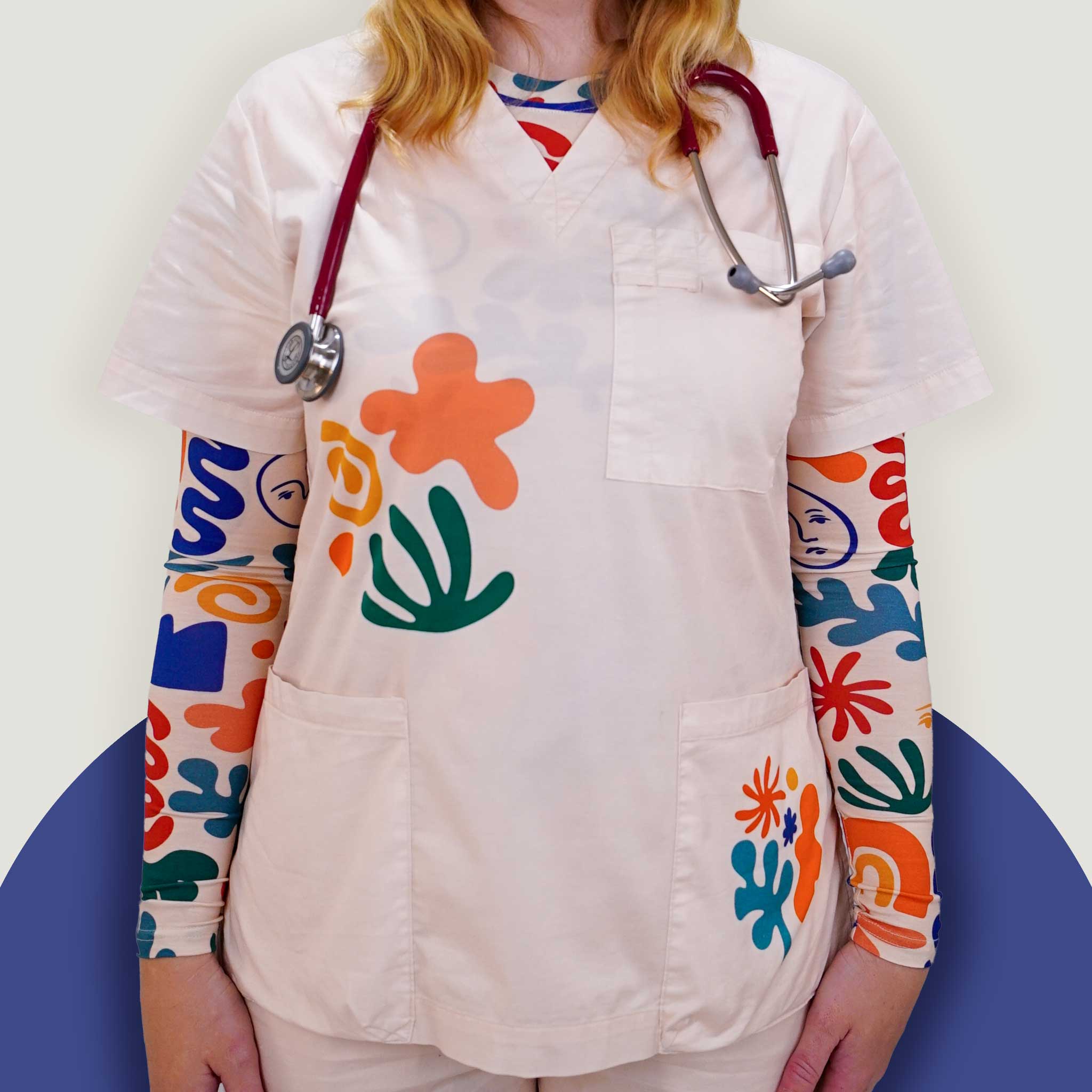Face the Shapes Placement Scrub Top